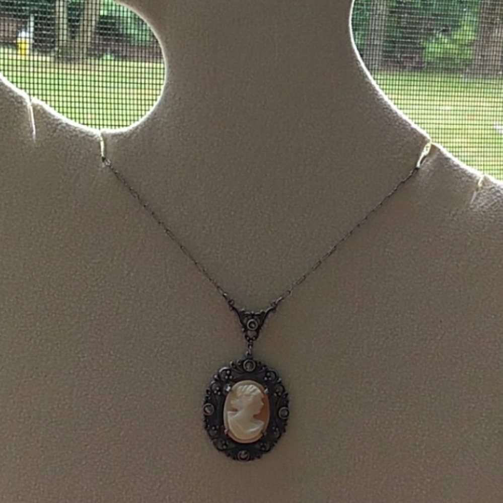 ANTIQUE Sterling Silver HandCarved Cameo GERMANY - Picture 2 of 16